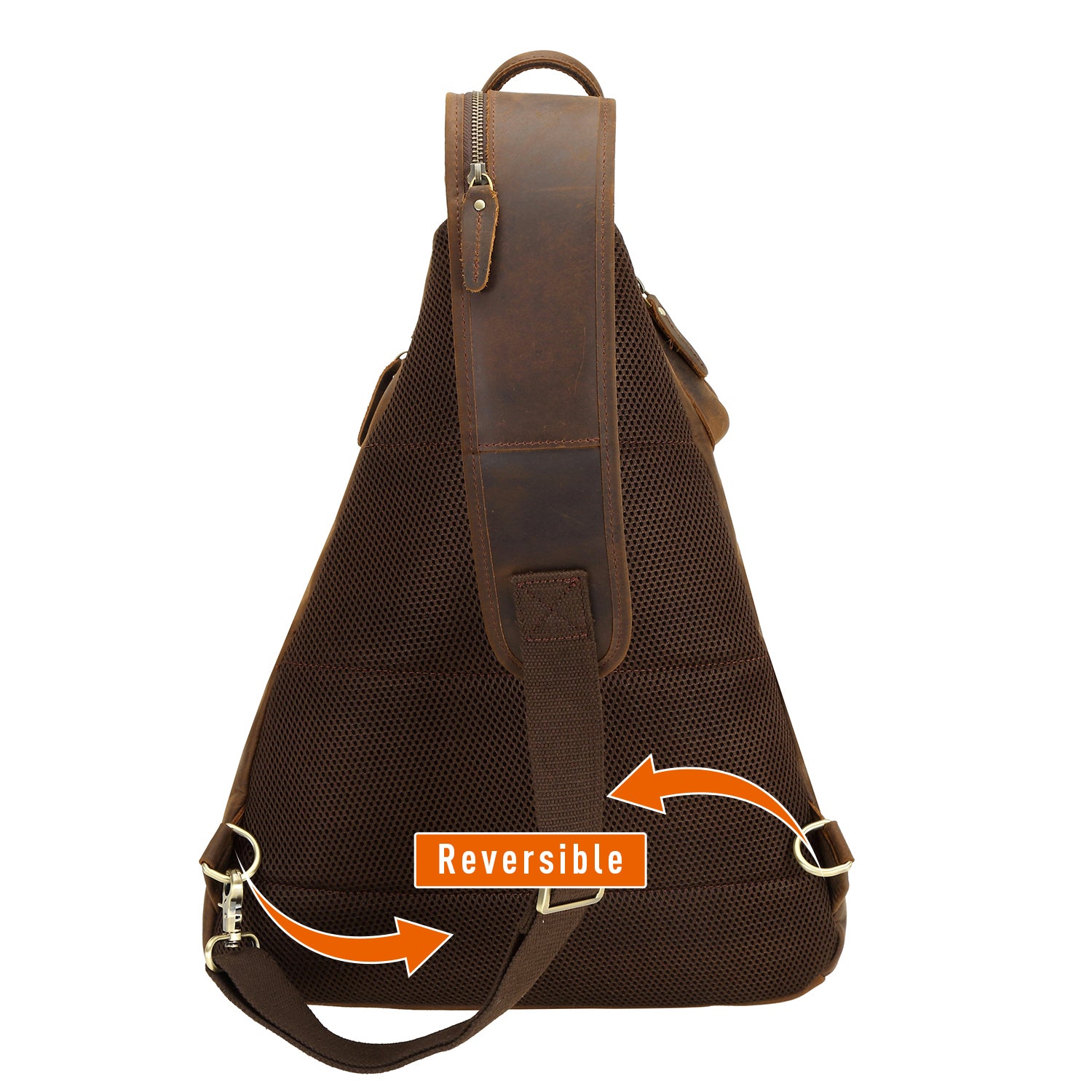 Polare Full Grain Leather Outdoor Travel Sling Bag (Back)