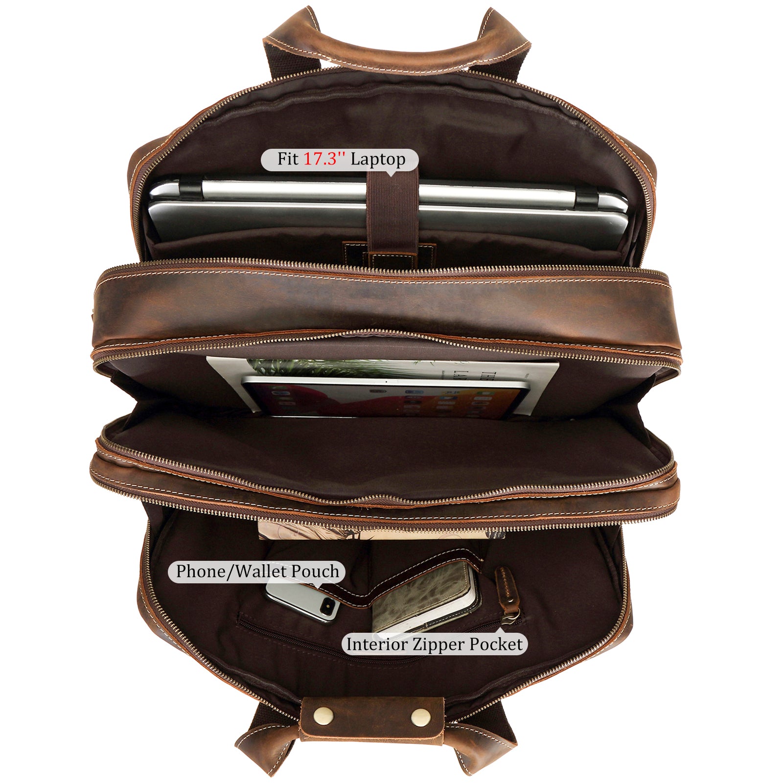 卸売価格の販売 DanPi Leather Briefcase for Men Cowhide Laptop Briefcase with Lo  ブックカバー 通販