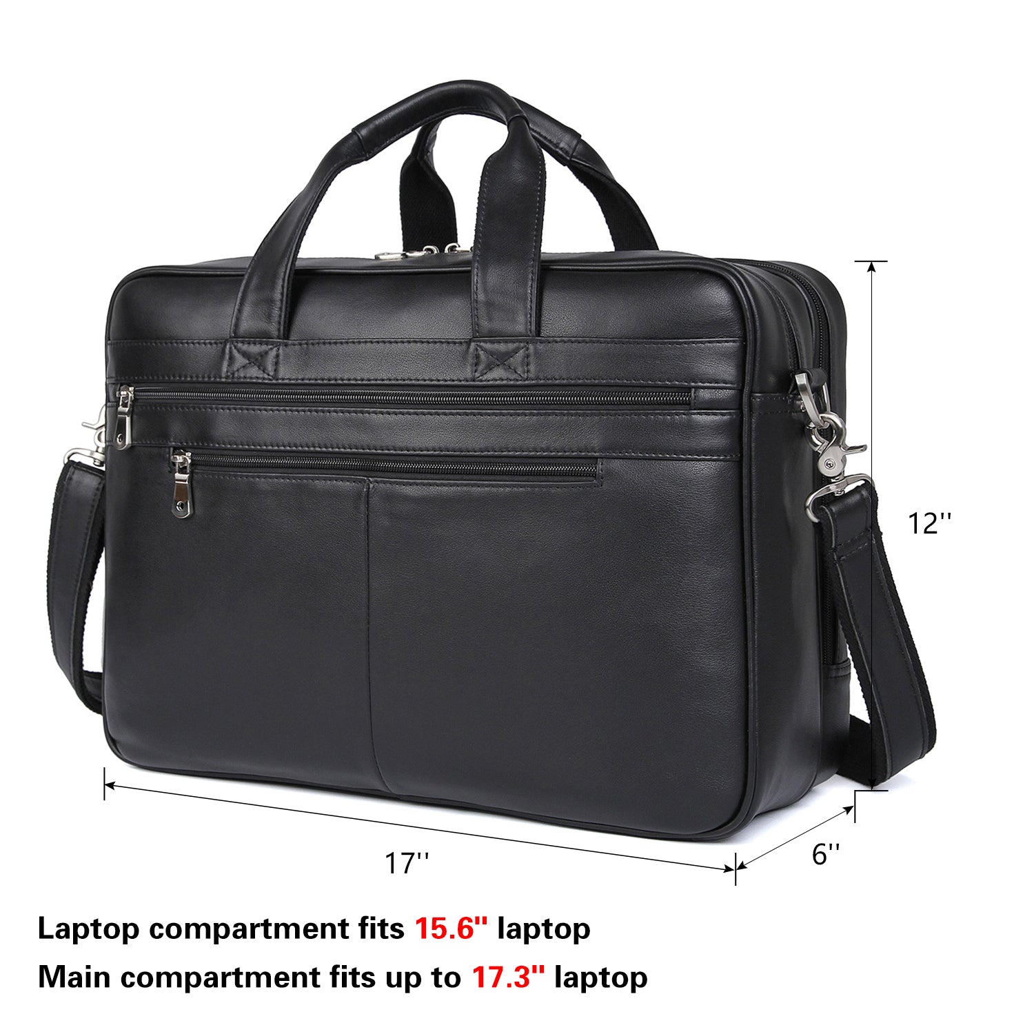 Polare 17'' Computer Briefcase Work Bag Business Case For Men With Full Grain Leather Fits 15.6'' Laptop