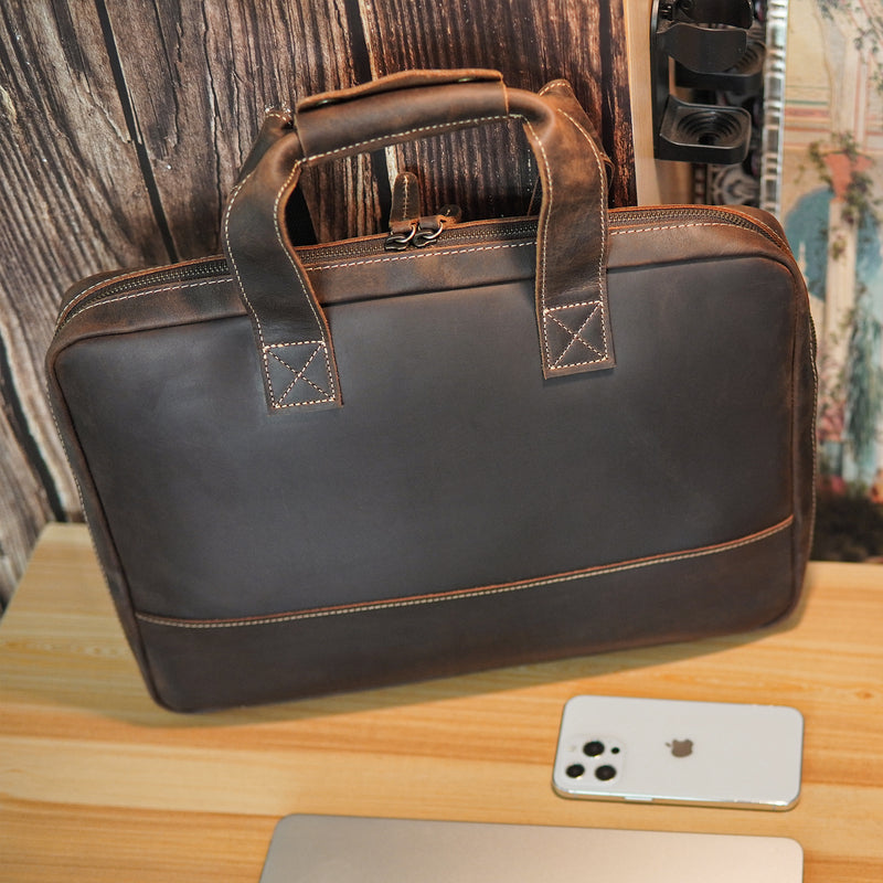 Polare Full Grain Leather Laptop Sleeve Protective Cover Case (Scenario Shows)