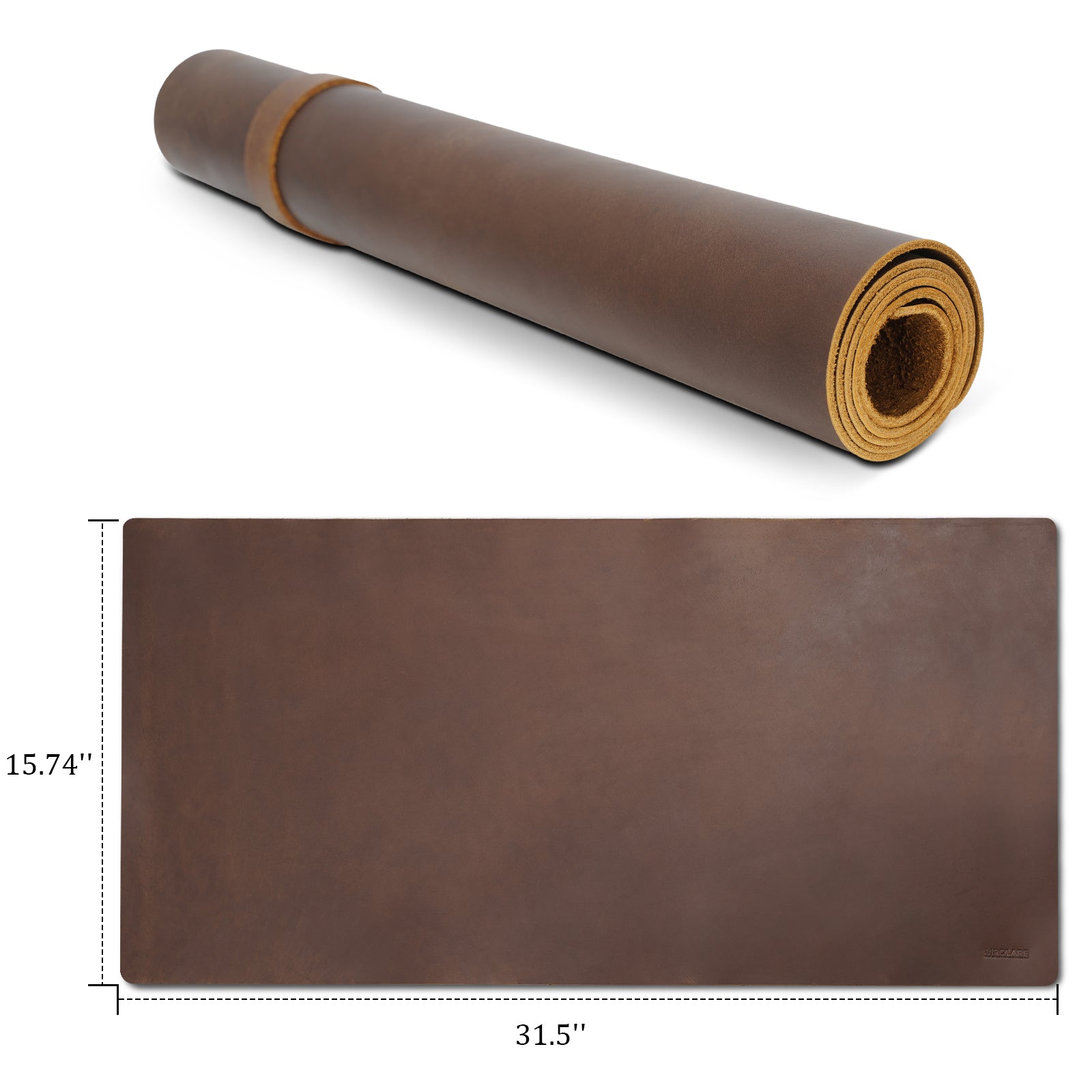 Large Teak Leather Desk Pad Set, Non-Layered (2mm)
