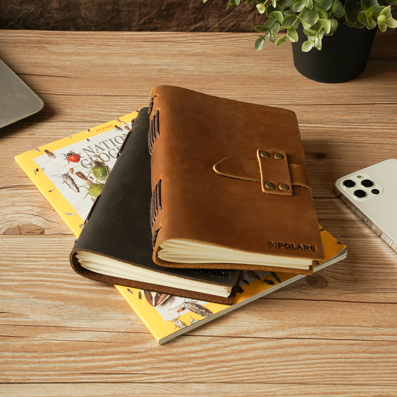 Polare Vintage Leather Journal Notebook(5x7.5 in) - Full Grain Italian Leather Journal for Men and Women to Write in - Rustic Handmade Leather Journals(240 Pages)
