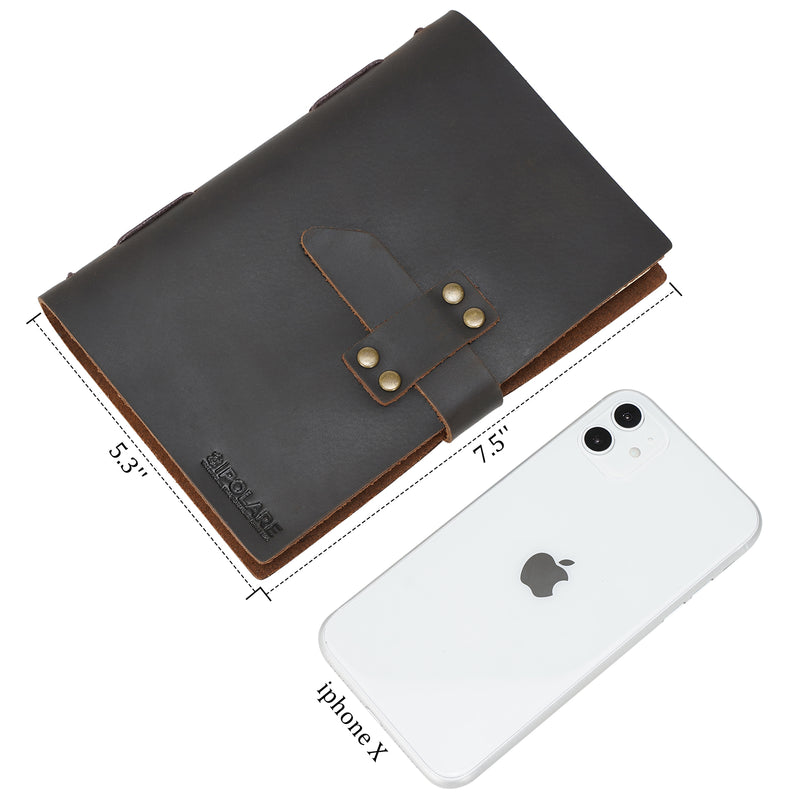 Polare Vintage Leather Journal Notebook(5x7.5 in) - Full Grain Italian Leather Journal for Men and Women to Write in - Rustic Handmade Leather Journals(240 Pages)
