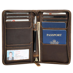 Polare Leather Passport Holder Cover Case (Dark Brown)