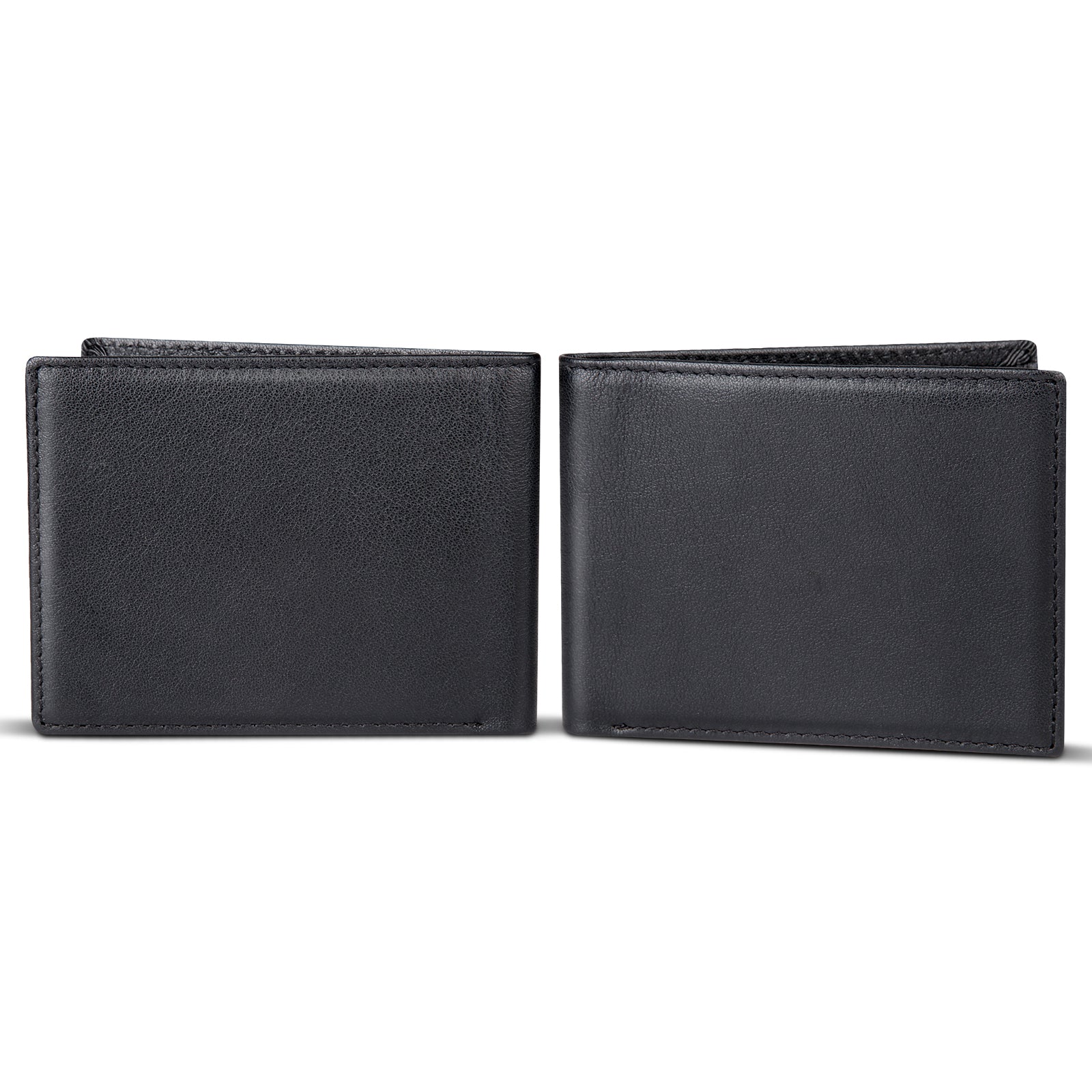 Polare Full Grain Leather Wallet For Men RFID Blocking Slim Billfold (Black,Front/Back)