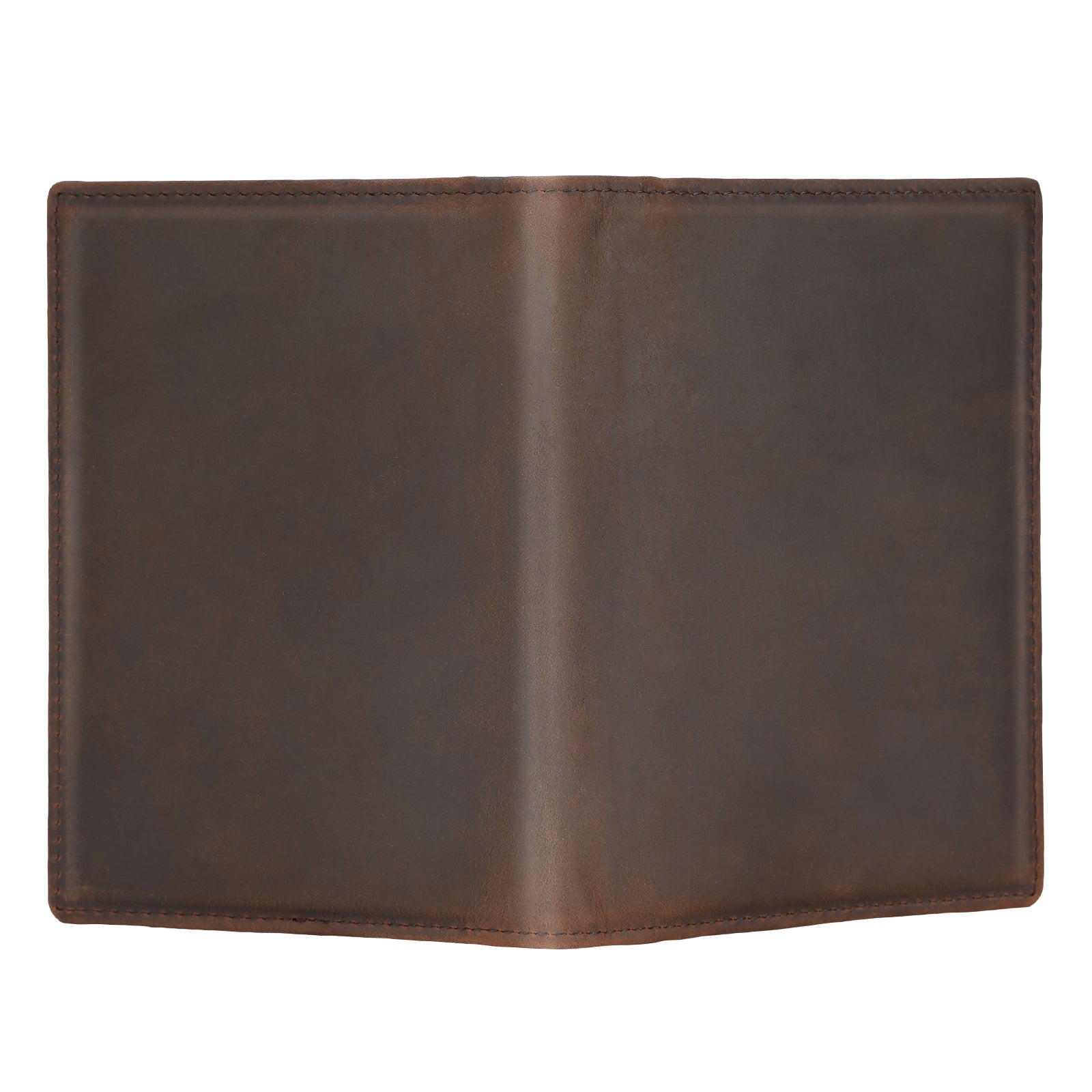 Polare RFID Blocking Leather Passport Holder Travel Bifold Wallet (Dark Brown,Back)