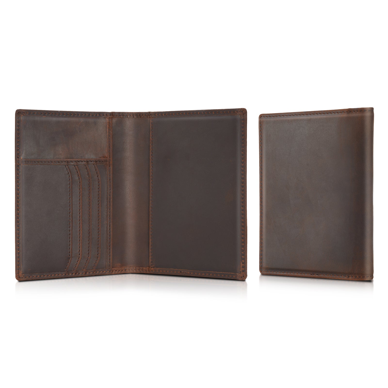 Polare Slim Curve Front Pocket RFID Blocking Italian Real Leather Bifold Wallet for Men Coffee