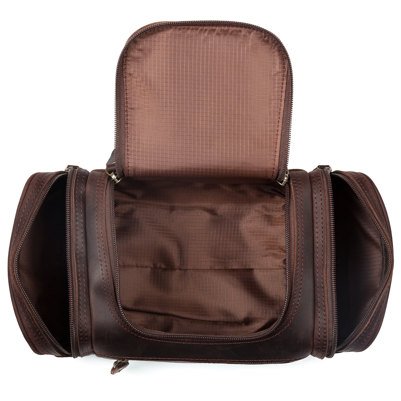 Polare Toiletry Bag Full Grain Leather Travel Case Wash Bag (Inside)
