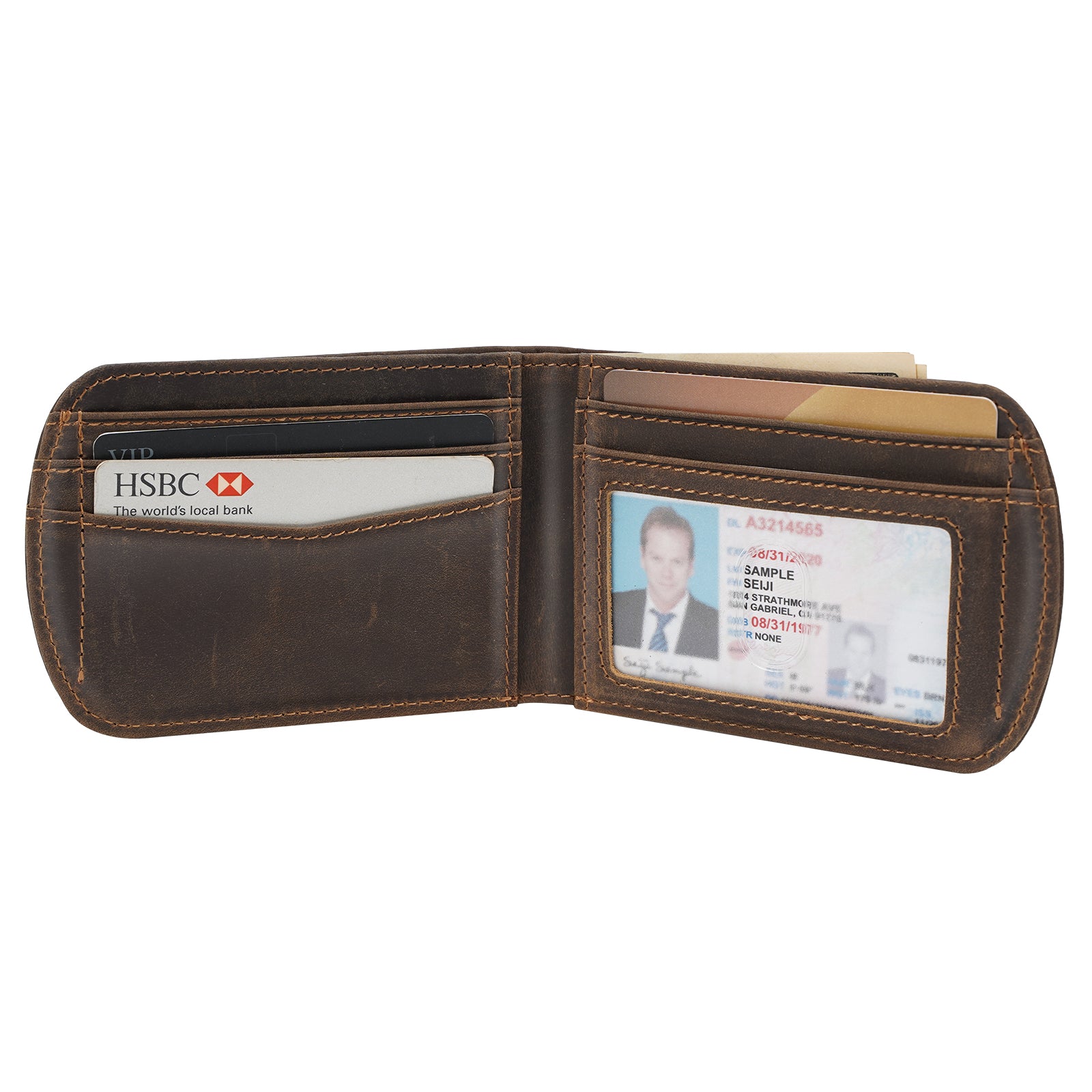  Polare Italian Real Leather RFID Blocking Bifold Wallet for Men (Dark Brown)