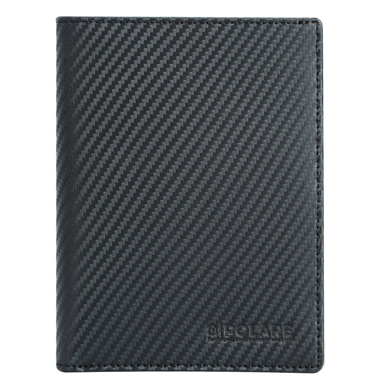 Polare RFID Blocking Leather Passport Holder Travel Bifold Wallet (Carbon Black)