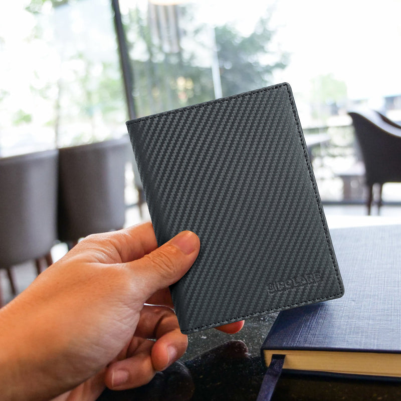 Polare RFID Blocking Leather Passport Holder Travel Bifold Wallet (Scenario Shows)