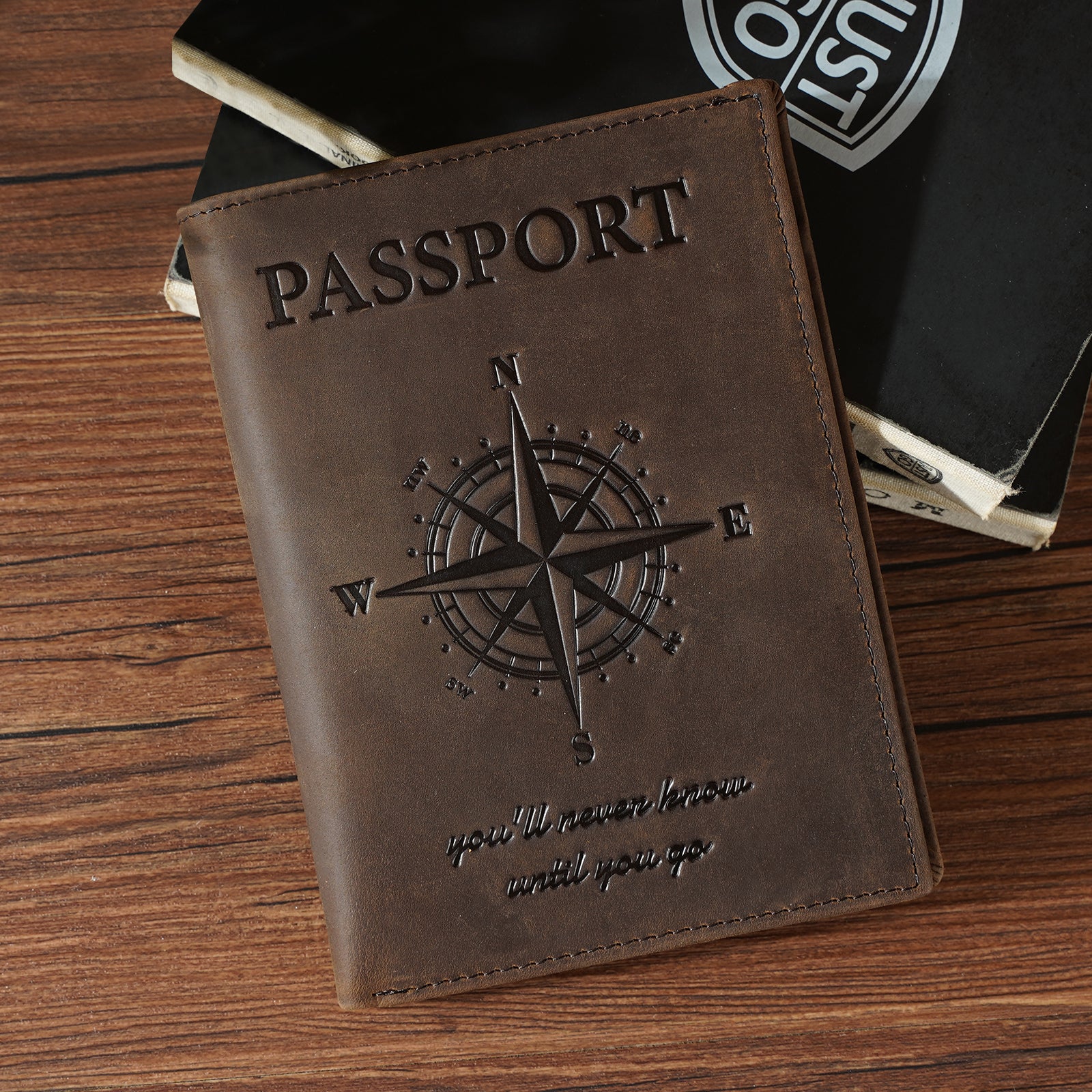 Polare RFID Blocking Leather Passport Holder Travel Bifold Wallet (Scenario Shows)