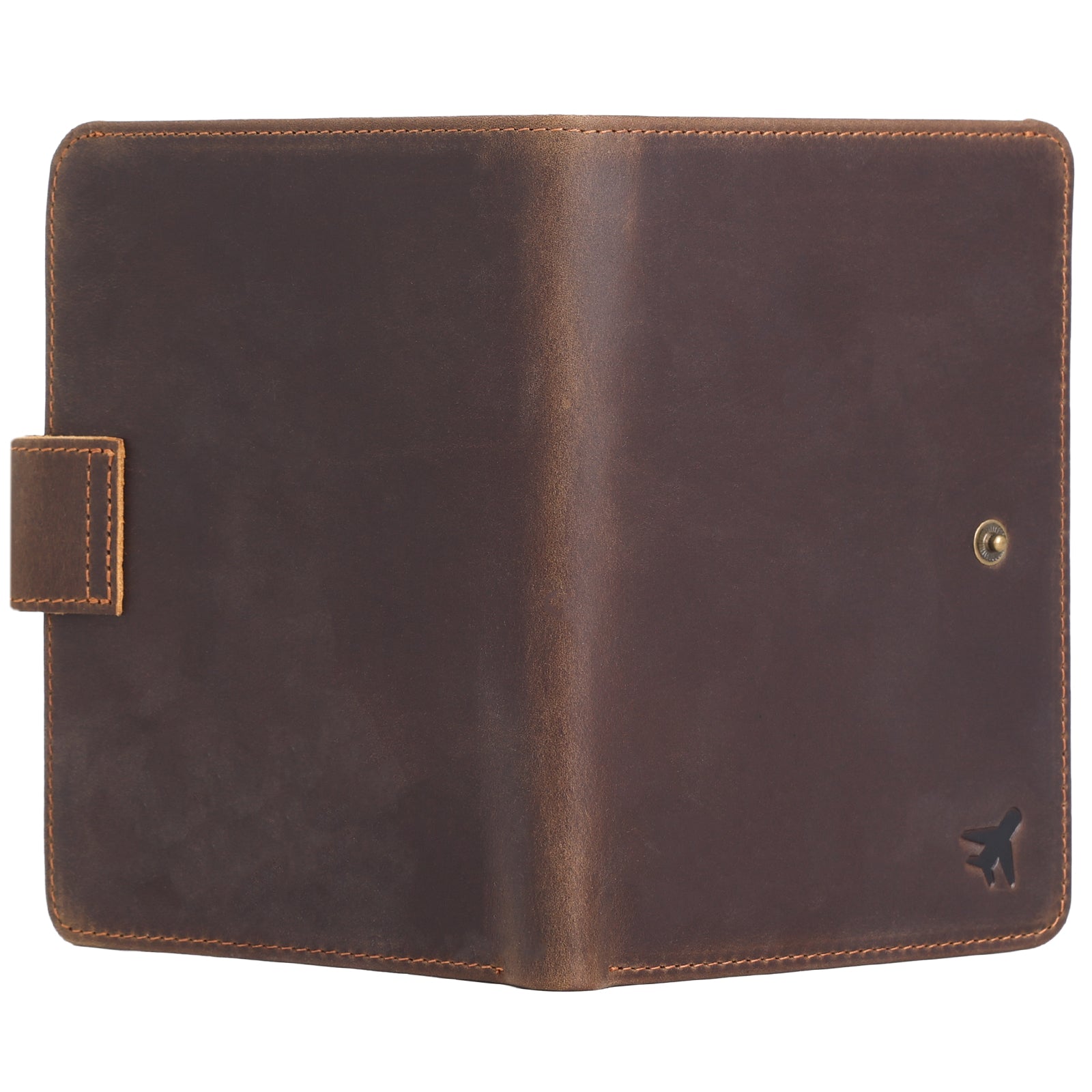 Polare Full Grain Leather Snap Bifold Travel Passport Holder (Back)