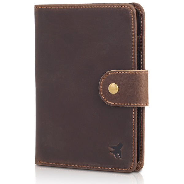 Polare Full Grain Leather Snap Bifold Travel Passport Holder