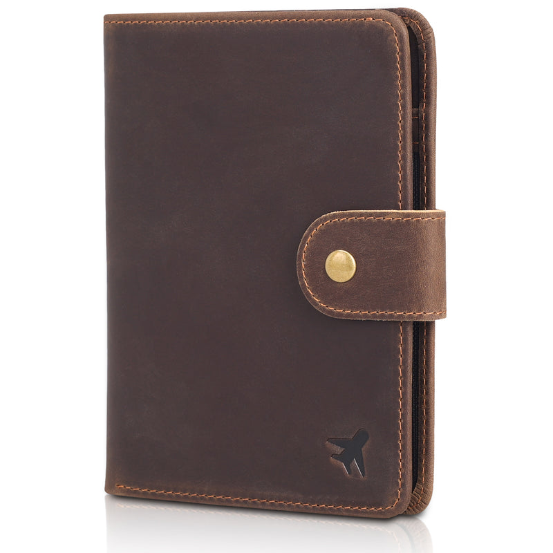 Polare Full Grain Leather Snap Bifold Travel Passport Holder