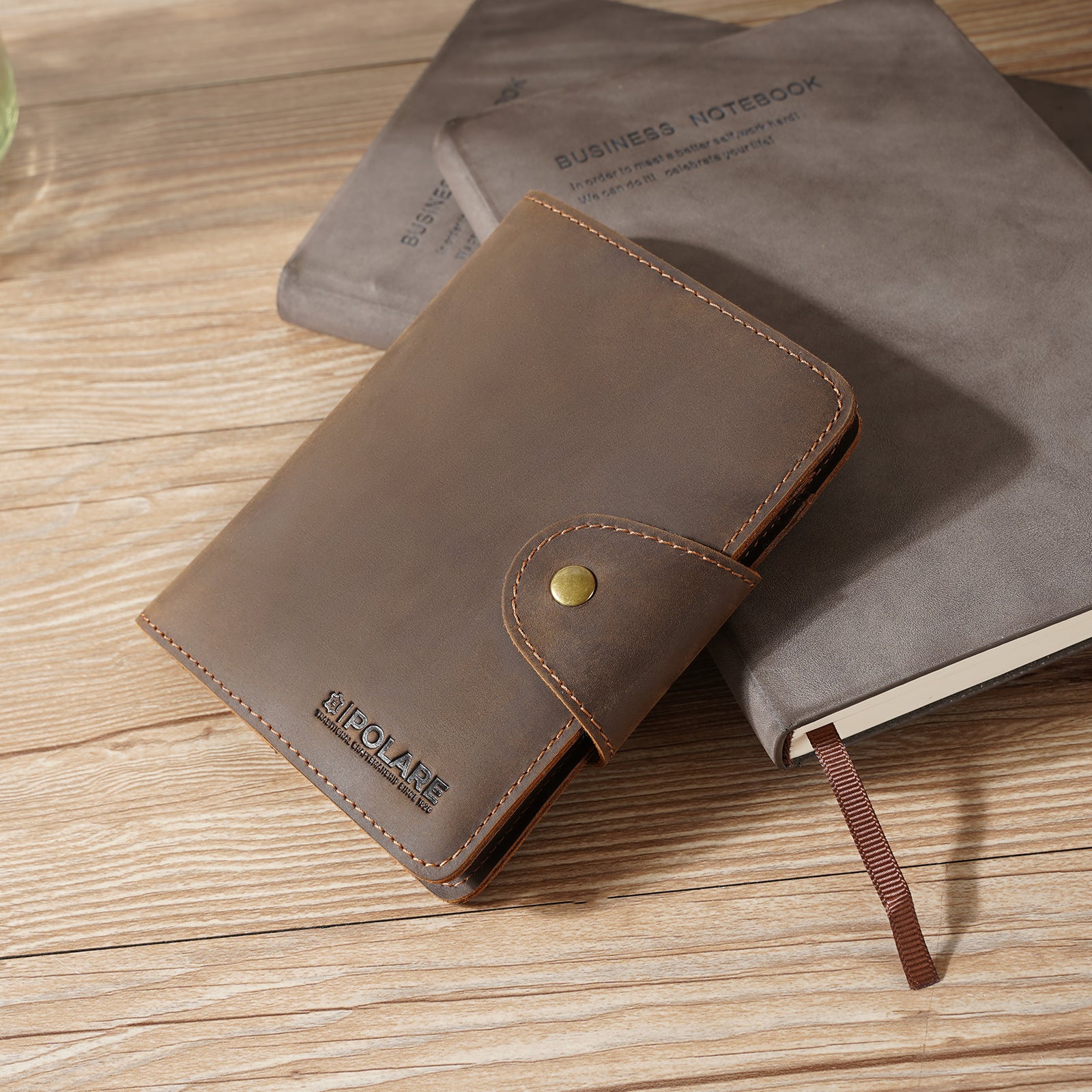 Polare Full Grain Leather Slim and Soft RFID Blocking Passport Wallet (Scenario Shows)