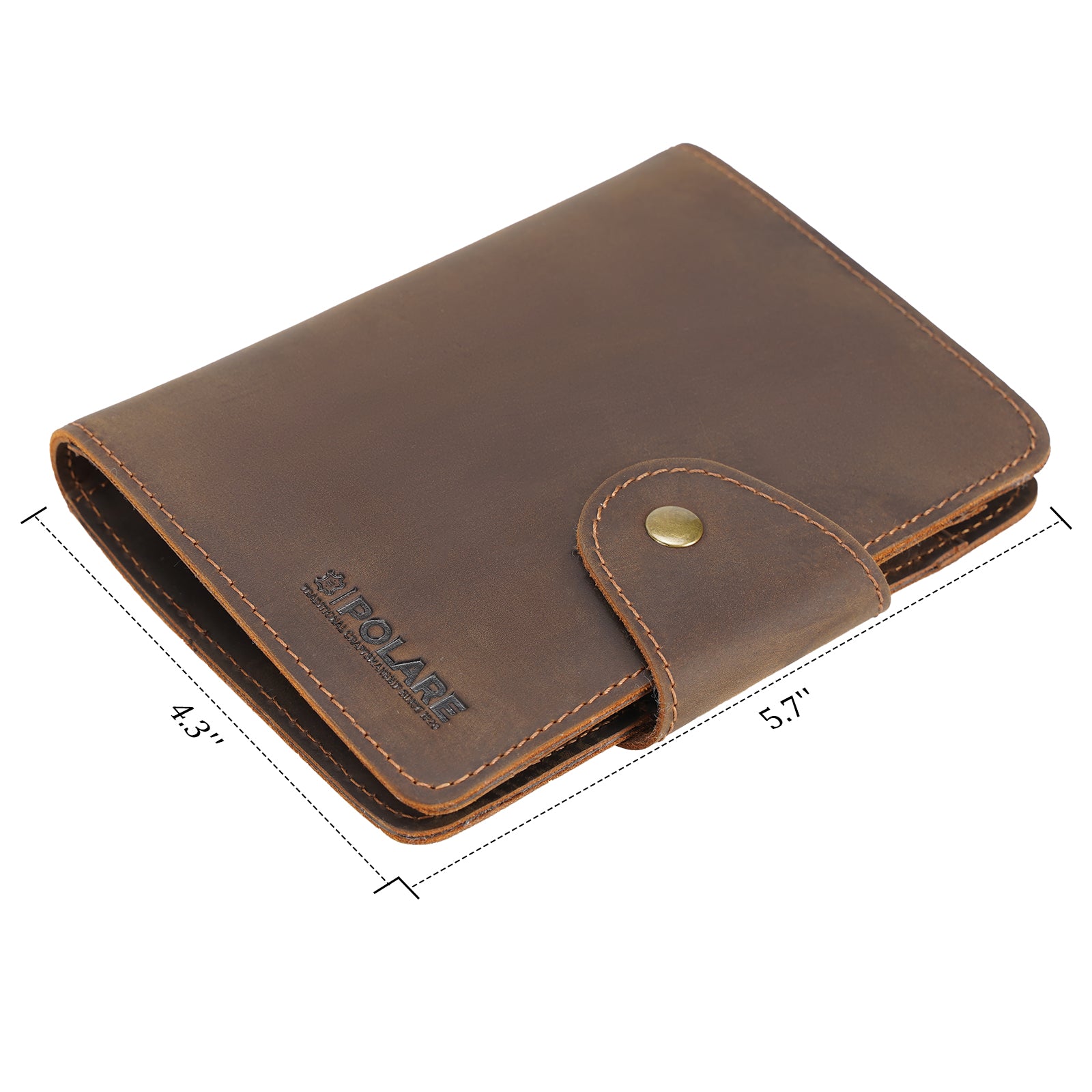 Polare Full Grain Leather Slim and Soft RFID Blocking Passport Wallet (Dimension)