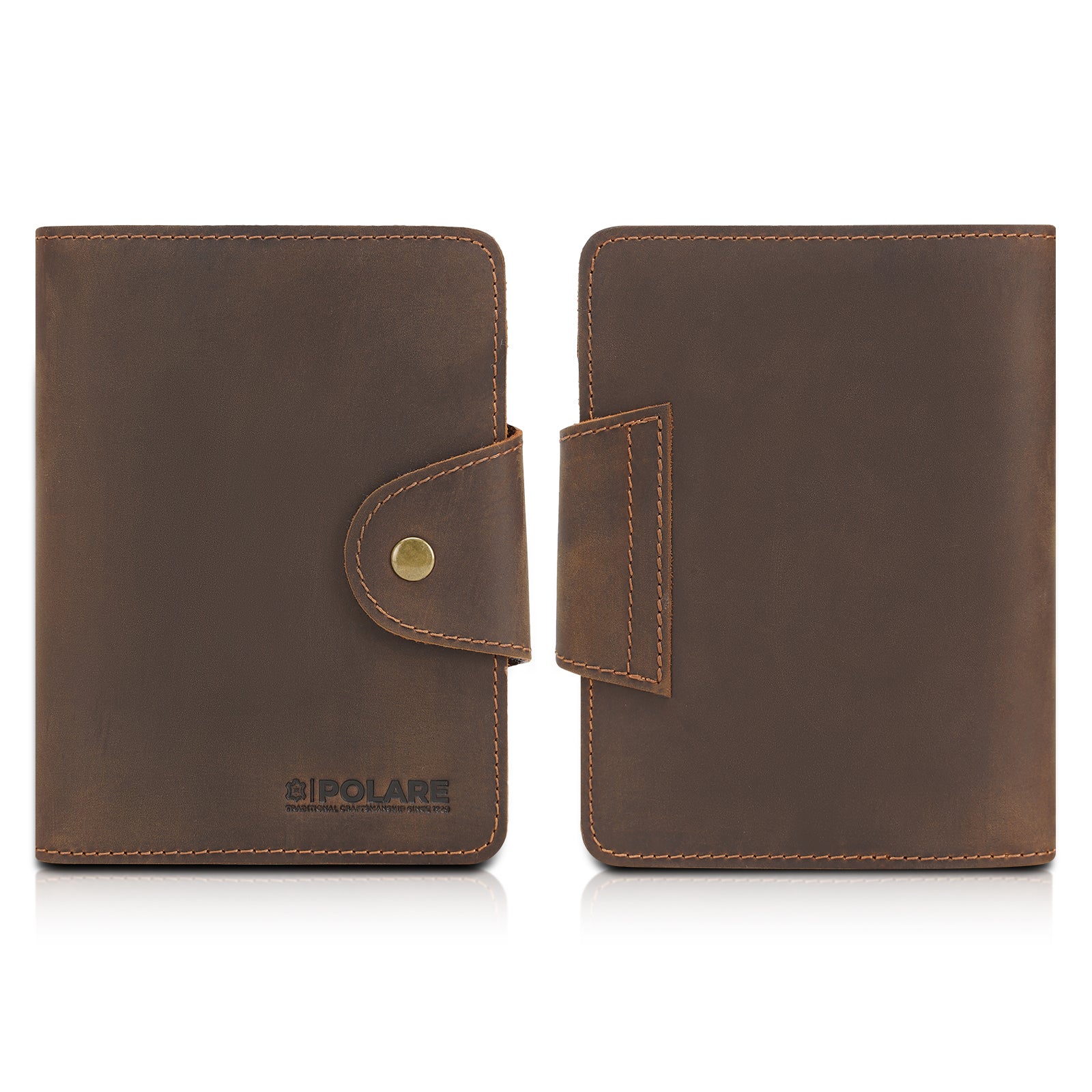 Polare Full Grain Leather Slim and Soft RFID Blocking Passport Wallet (Front/Back)