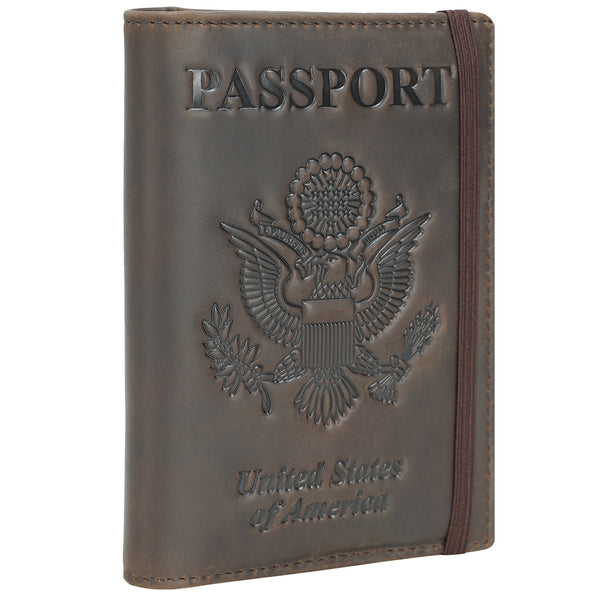 Polare Full Grain Leather Passport Cover Holder RFID Blocking Wallet