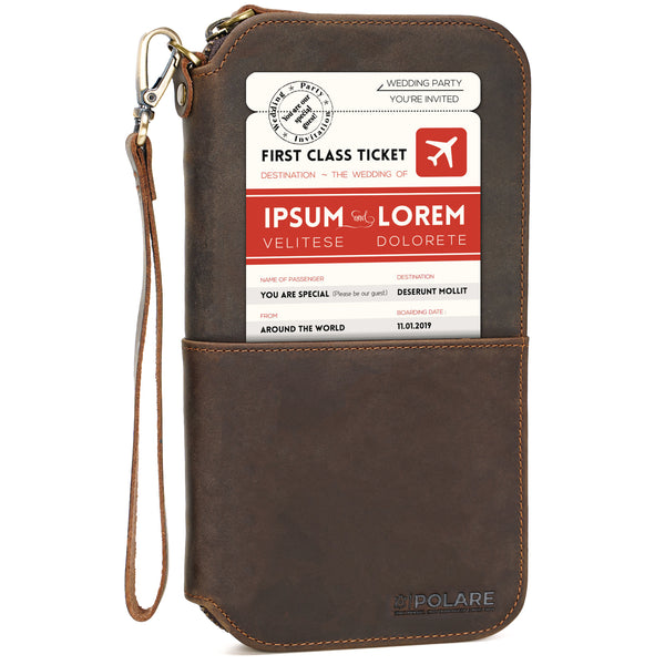 Full Grain Leather Family Travel Passport Wallet Fits 6 Passports (Front)