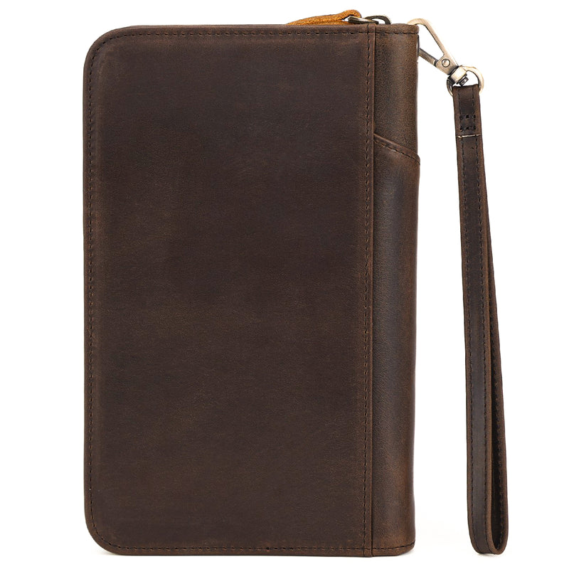 Full Grain Leather Passport Ticket Holder Case Holds 2 Passports (Back)