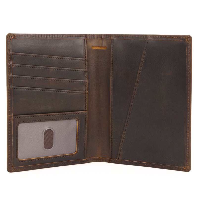 Full Grain Leather Travel Bifold Functional Wallet (Inside)