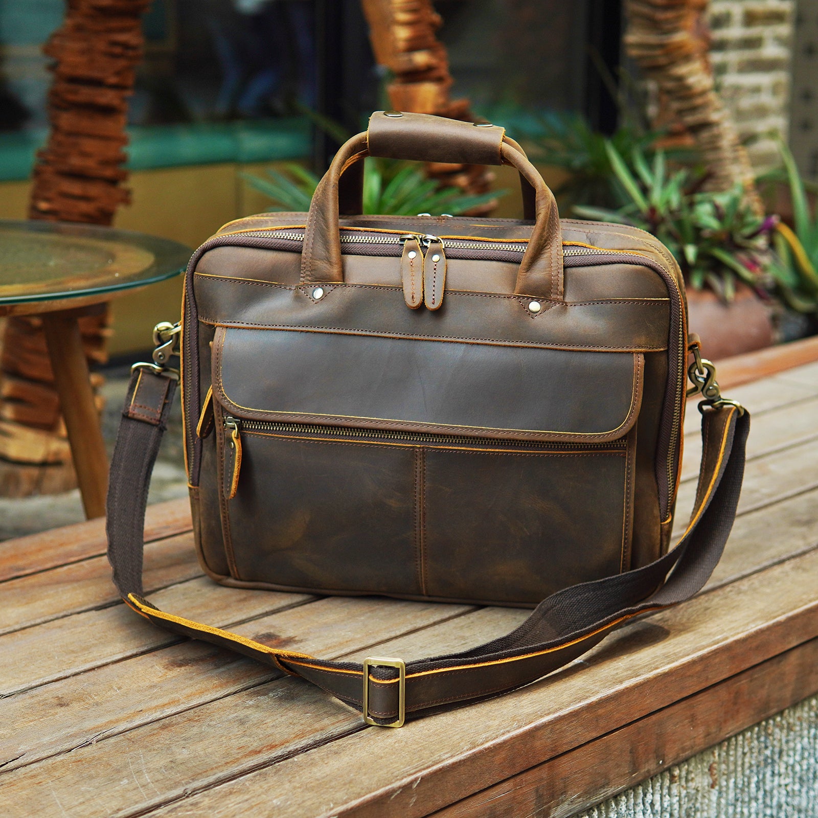 Polare 15.7 Full Grain Italian Leather Laptop Business Briefcase Work