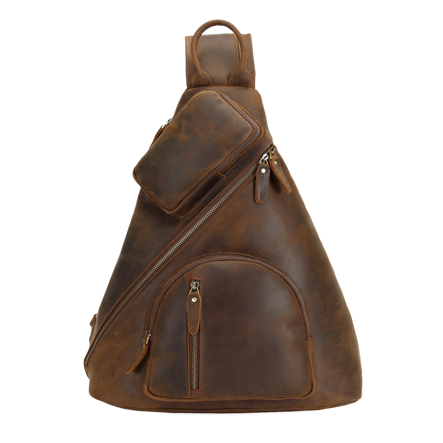 Polare Full Grain Leather Outdoor Travel Sling Bag (Brown)