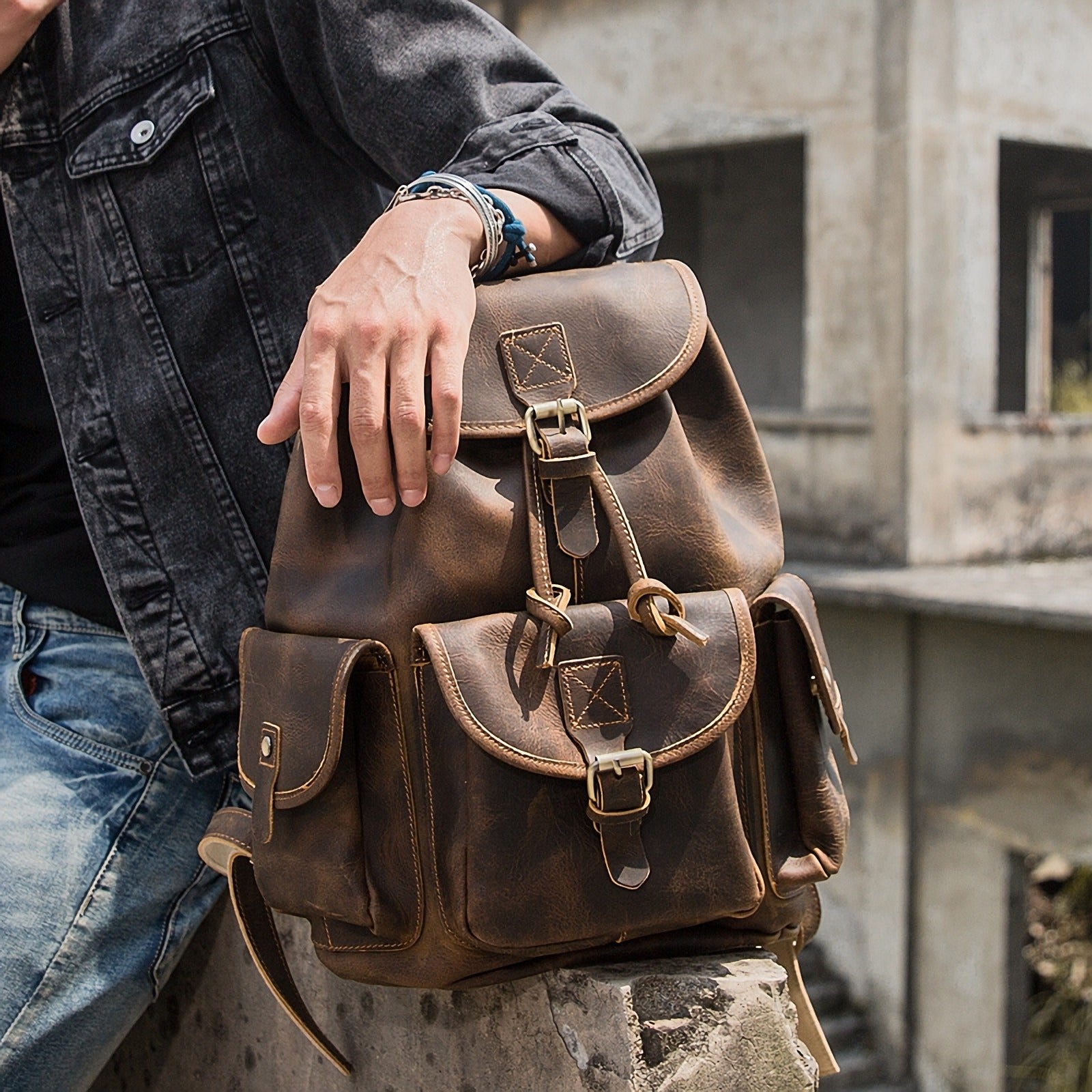 leather backpack bag