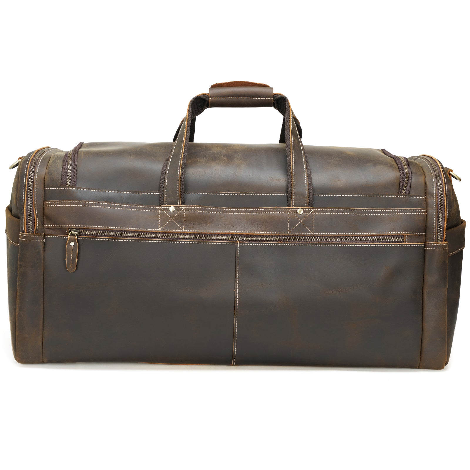 Polare Full Grain Leather Large Duffle Weekender Overnight Travel Bag (Back)