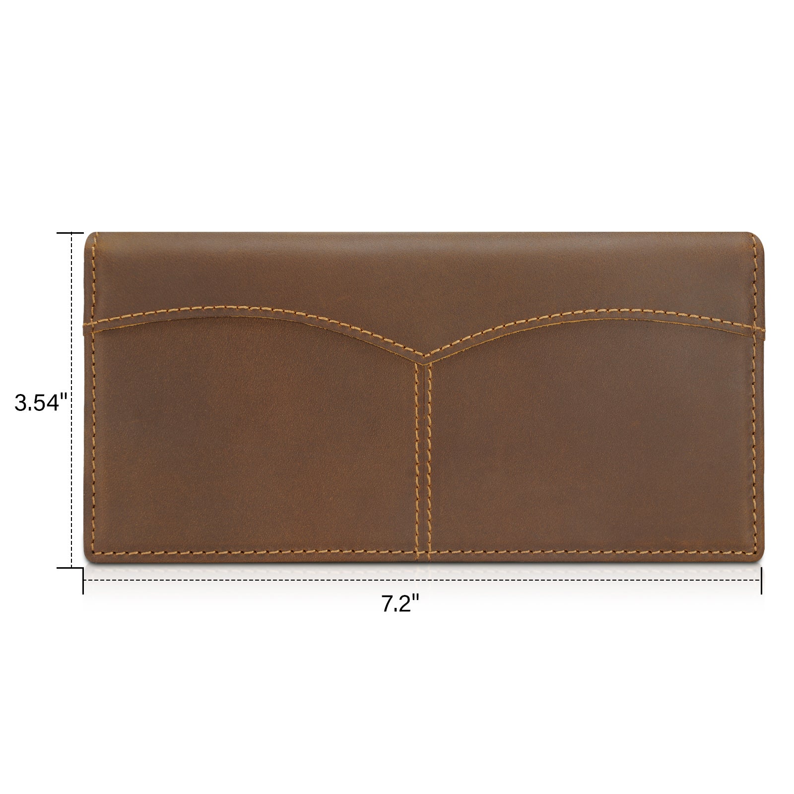 Polare Men's Natural Cowhide Leather Checkbook Holder Long Bifold Wallet